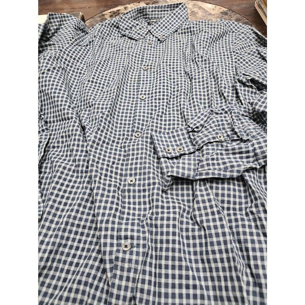 John Varvatos Star USA Blue Plaid Button Down Cotton Shirt Men's 2XL
